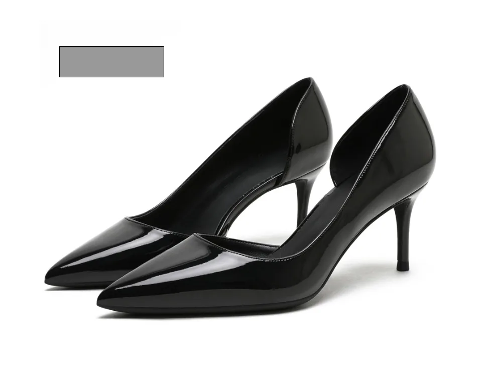 KATELVADI/Большие размеры 34-42; женские туфли-лодочки; Новинка года; модные туфли на высоком каблуке 6,5 см; открытые туфли из лакированной искусственной кожи на тонком каблуке; классические туфли с вырезом сбоку; K-364