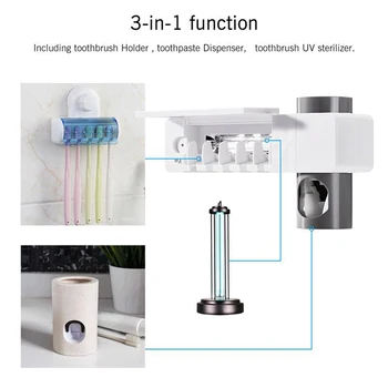 

Antibacterial Uv Light Ultraviolet Toothbrush Sterilizer Automatic Toothpaste Dispenser Tooth Brush Holder Oral Hygiene Cleane