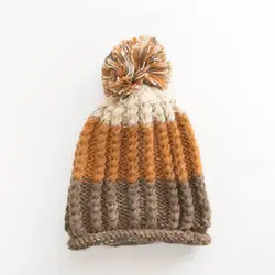 Женская Зимняя Теплая Шапка-бини с помпонами, плотная вязаная Выходная шляпа FDC99