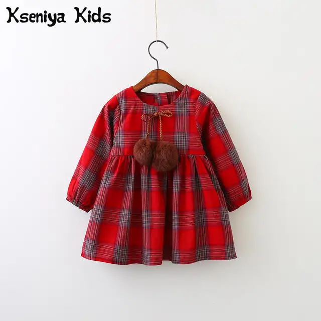 Kseniya-ropa de algodón para niñas, Otoño 2017, rojo y amarillo, estilo inglés, a cuadros, piel, lazo bola, diseño, Vestido de manga larga Kseniya-ropa de algodón para niñas, Otoño 2017, rojo y amarillo, estilo inglés, a cuadros, piel, lazo bola, diseño, Vestido de manga larga