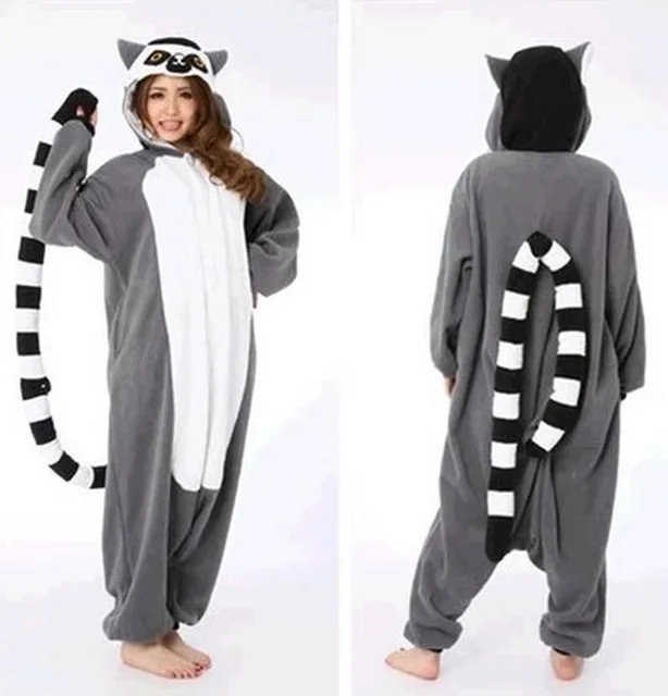 2016 Adult Women Men Lemur Costumes Onesies Sleepwear in 