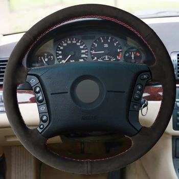 

Black Suede Hand-stitched Car Steering Wheel Cover for BMW E46 318i 325i E39 E53 X5