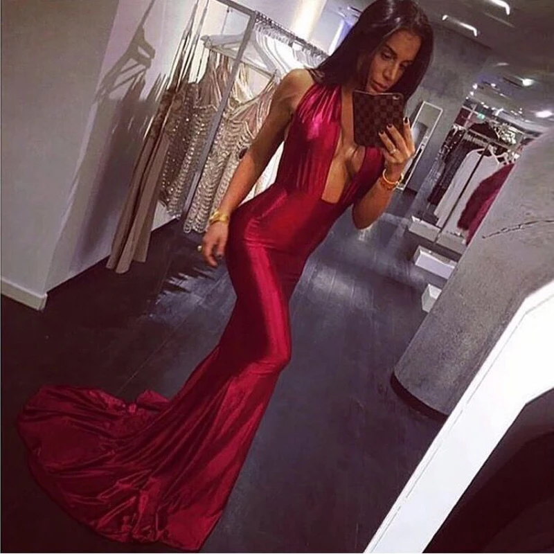 

Burgundy Satin Evening Maxi Dress Gown Prom Dress Court Train Floor Length Dress Wedding Party Dress DIY Straps
