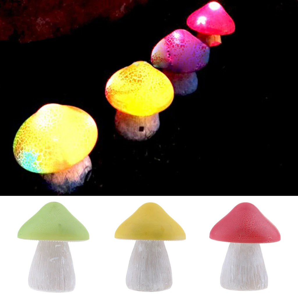 Solar Garden Mushroom LED Light Landscape Lamp Fairy Tale Resin Lawn Decor