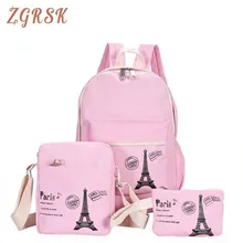 Women Fresh Canvas Backpack Bags Girl Students Bag With Purse 3pcs Set Backpacks High Quality School Back Pack For Teenager