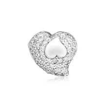 Fits Pandora Bracelets Genuine 925 Sterling Silver Original Beads Space in My Heart Clip Silver Charm Beads for Jewelry Making 2018 autumn 925 sterling silver signature clip beads charm fits pandora reflexions bracelets for women fine jewelry diy making