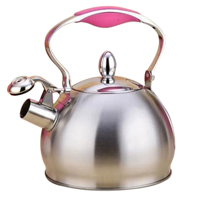 Pink 2.5L чайник из нержавеющей стали со свистком, чайник для кофе, чайник для заварки, ситечко в комплекте(с одной ручкой - Цвет: Pink