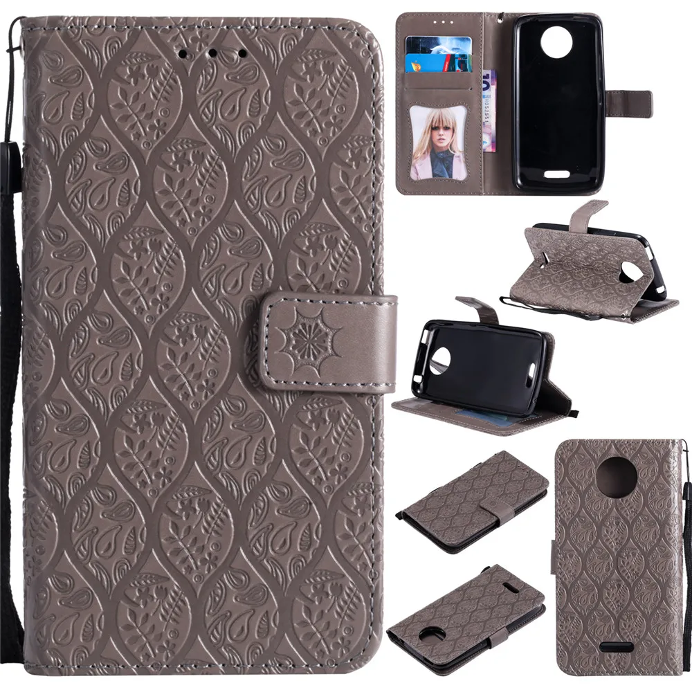 

3D Embossed Rattan Flowers Flip Case For Motorola Moto C PU Leather Silicon Luxury Wallet Holster Cover For Motorola Moto C plus