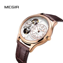 MEGIR мужские часы легкие материалы Роскошные Антикварные наручные часы водонепроницаемые цветные однородные поводок собаки Erkek Saat