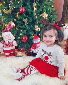 

Christmas Kid Baby Girl Lace Tutu Dress Tops+Leggings pants Xmas party Princess Outfit Clothes Set Costume kid gift 0-5T