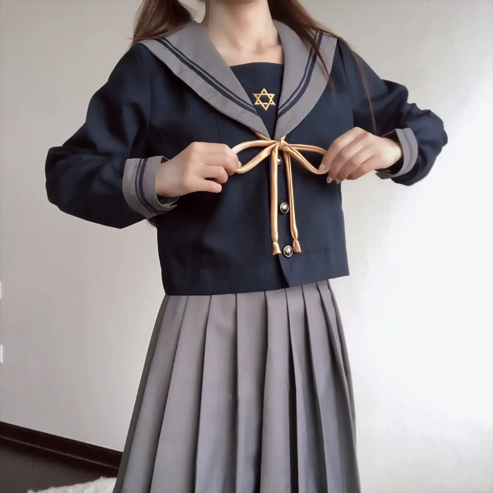 JK форма вышивка милые модные костюм моряка кампуса студент плиссированная юбка комплект