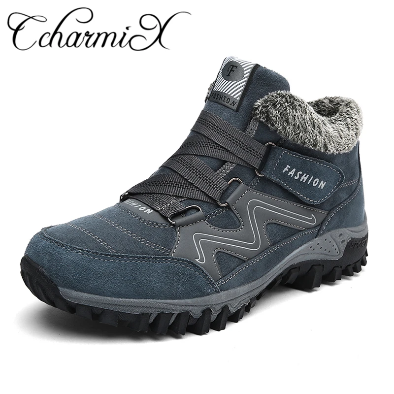 Acheter CcharmiX Hommes Bottes D hiver Avec de la Fourrure 2018 Chaud Neige Bottes Hommes D hiver Bottes Hommes Chaussures Mode Casual Unisexe En Caoutchouc Cheville chaussures
