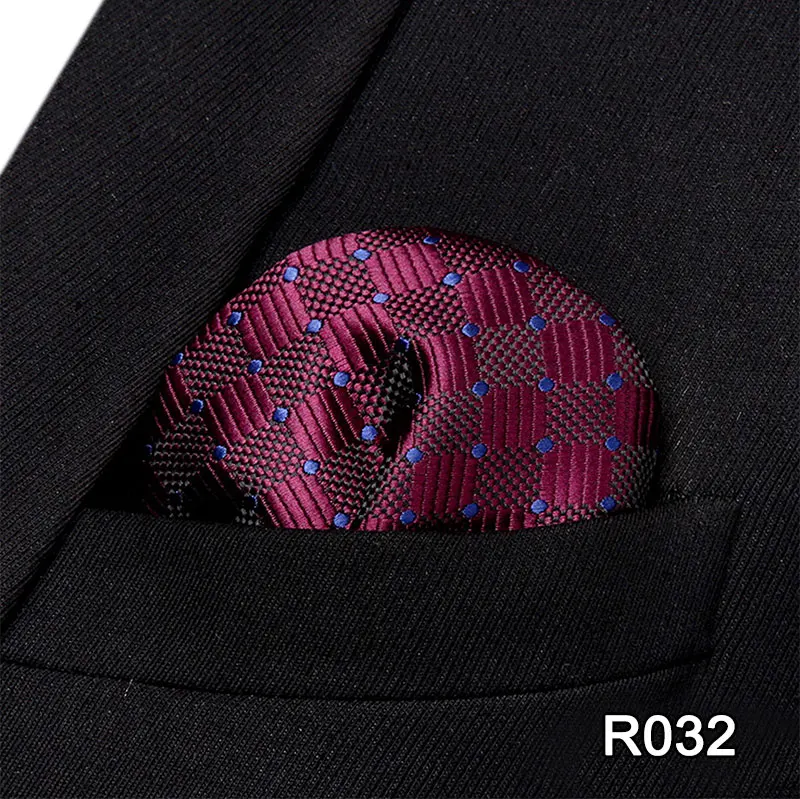 Клетчатый узор в горошек, цветочный рисунок Пейсли, Полоска, Мужской Шелковый Атласный платок, квадратный платок, жаккардовый тканый классический платок для свадебной вечеринки# RC1 - Цвет: R032