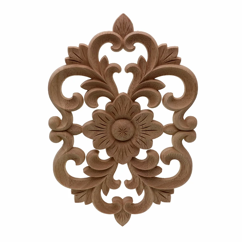 VZLX New Arrival Vintage Wood Carved Corner Onlay Applique Unpainted Furniture Cabinet Decorative Figurines Wooden Miniature DIY