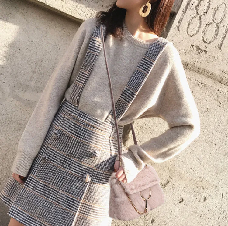 Blascher Real Rabbit Hair Women Bag 2018 Winter New Wave Simple Solid color Wild Portable Pink Hair Messenger Bag For Girls SQ95 (11)