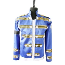 Редкая Мода МД Майкл Джексон Мужская английская куртка аналогичная Военная панк ретро Bule Button Casaul Хэллоуин верхняя одежда в 1995 s