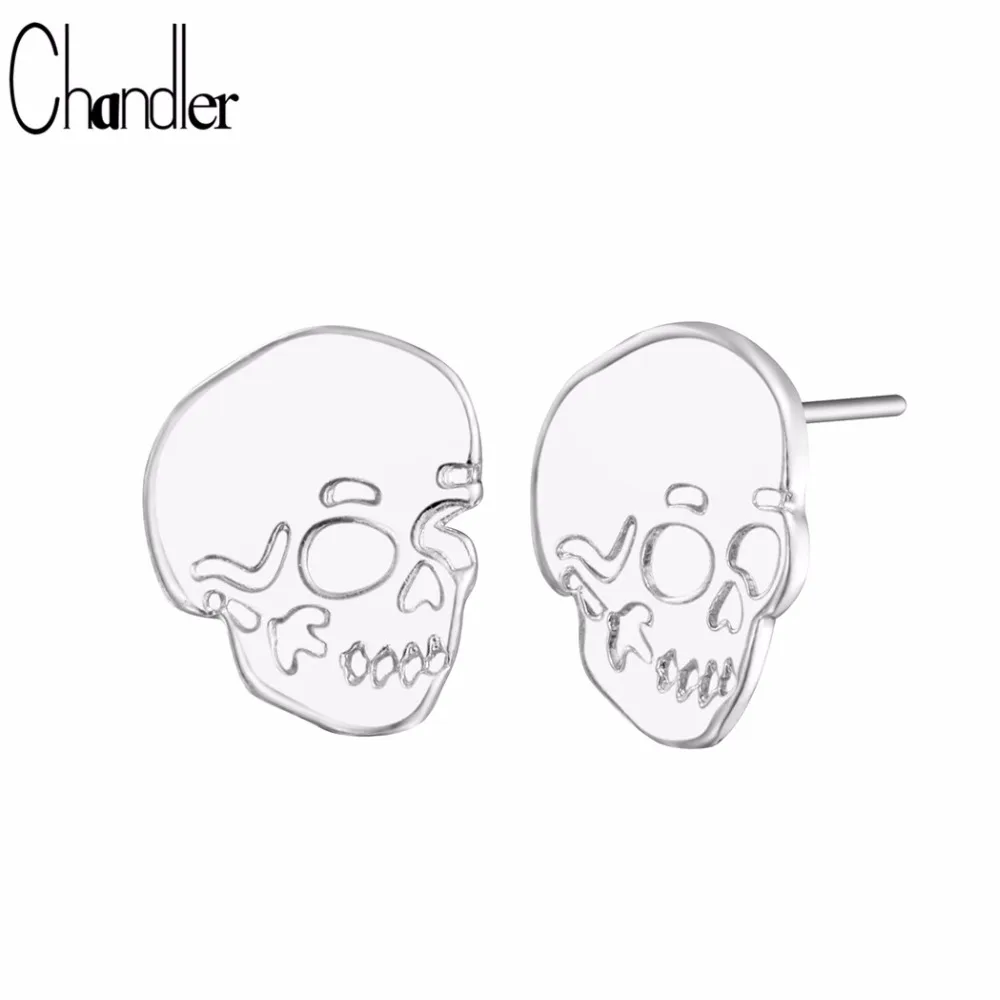 

Chandler 2017 New Halloween Skull Stud Earring For Women Copper Antique Gold Earring Piercing Earring Punk Boho Maxi Jewelry