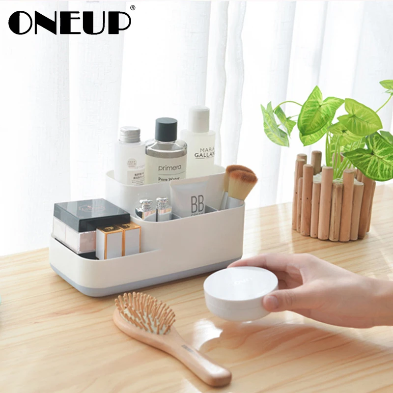 

ONEUP Makeup Storage Box Cosmetic Organizer Bin Makeup Display Case Brush Lipstick Holder Desk Bathroom Kitchen Organizer Box