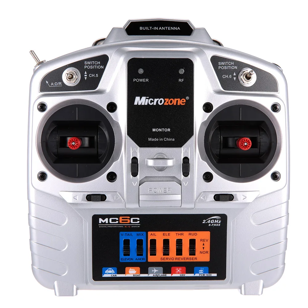 

MC6C 2.4G S-FHSS 6CH Mode 2 RC Transmitter with E6-A 6CH Receiver for RC Fixed-wing Quadcopter Multicopter Drone