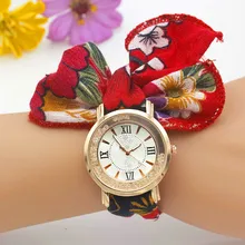 Shsby бренд дамы цветок ткань наручные часы льняная летняя шляпа женское платье часы прокатки сверло бралет часы милые девушки часы с тканевым ремешком