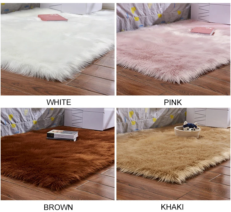 Fluffy Soft Artificial Wool Carpet Fur Area Rugs White Shaggy Rectangle/Square /Area Rugs Warm Seat Pad Home Decor