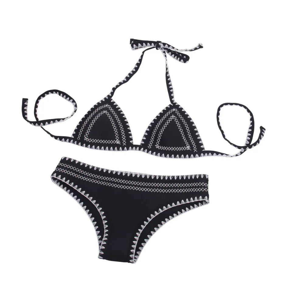MUXILOVE 2018 100 neoprene bikini set women swimsuit Crochet Bikini Set Neoprene Knitted Women