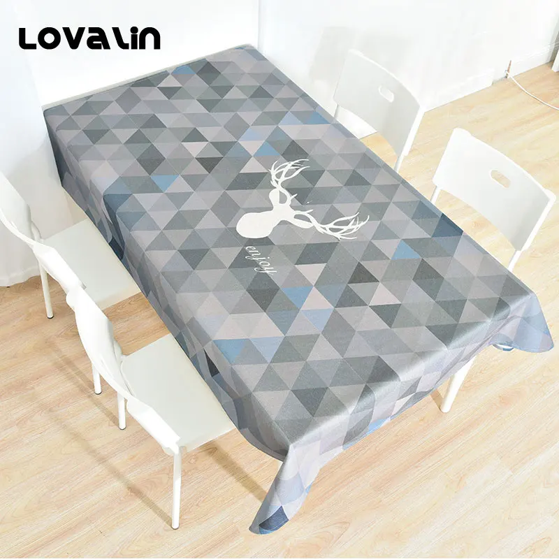 

Lovalin Elk Table Cover Cotton Linen Plaids Tablecloth Round Coffee Rectangle Table Cloth Cartoon Nordic For Kitchen Customized