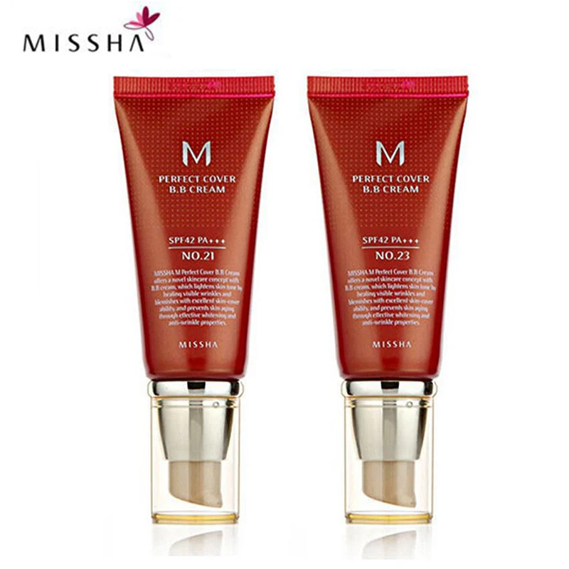 Missha BB crème #21 ou #23 SPF42 PA + + + cosmétiques coréens Base de maquillage CC crèmes éclaircissantes naturelles emballage d