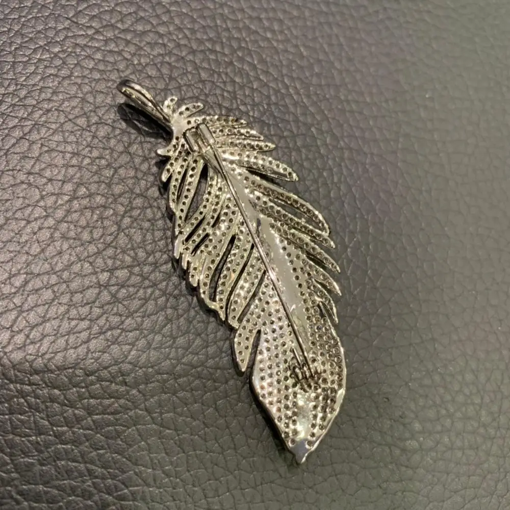leaf or feather brooch pins classic copper with cubic zircon fashion
