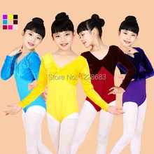 Черный, армейский зеленый, желтый, красный, розовый, синий, фиолетовый, осень-зима бархат, велюр детская одежда длинный рукав для танцев балетное, гимнастическое трико Купальник для девочек