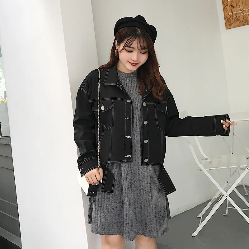 

2018 New Fashion Coat Plus Size 4XL Black Denim Jacket Women Large Size Winter Jacket Ladies Coat 3XL Big Size Girls Clothes