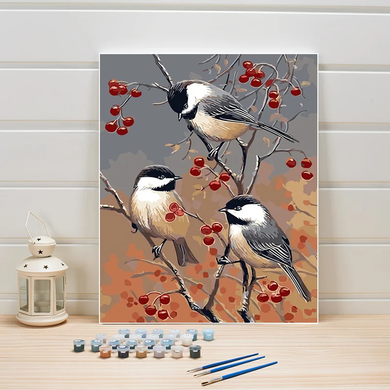 

Birds Picture Drawing By Numbers Animals DIY Hand-painted Acrylics Paints On Canvas Painting Kits Wall Art For Living Room Decor