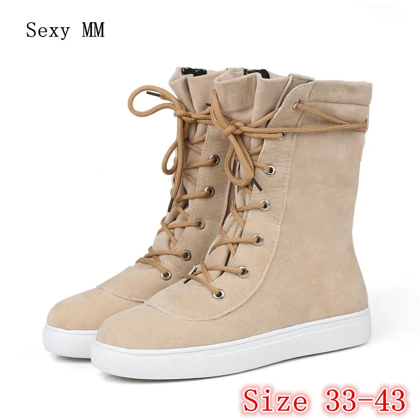 

Spring Autumn Winter Woman Flat Mid Calf Chelsea Boots Women Flats Casual Shoes Short Boots Plus Size 33 - 40 41 42 43