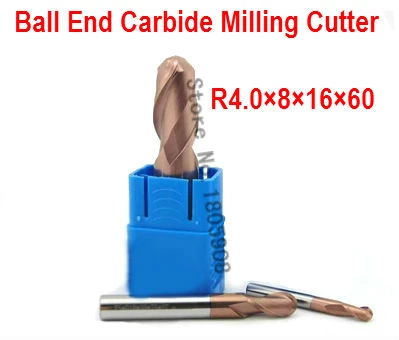 

2 Flutes Milling tools Milling cutter Ball nose End Mill CNC router bits hrc55 R4*16*D8*60L