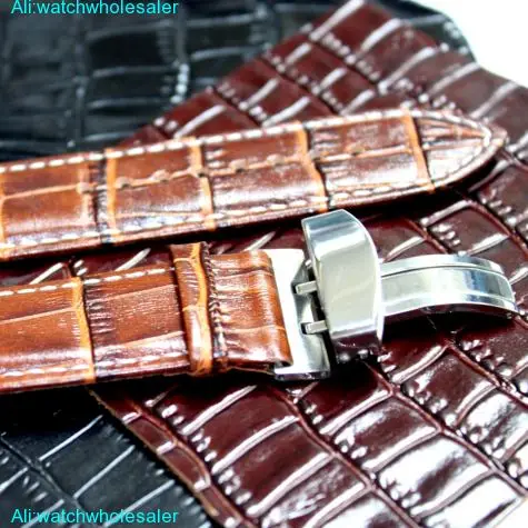24mm Great Brown All Genuine Leather Unisex Watch Band Straps WB1037A24GB