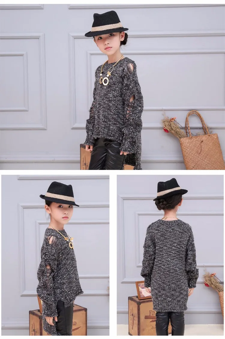 Asymmetric holes hollow out knitted sweater for girls o-neck fall knitting children sweater girl pullovers knit long sleeve tops 5 6 7 8 9 10 11 12 13 14 15 16 years old little big teenage girls sweater children pullovers tops autumn 2016 (1 (8)