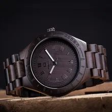 Натуральный Черные босоножки дерево аналоговые кварцевые часы UWOOD Японии MIYOTA движение деревянные часы Повседневное наручные часы для унисекс