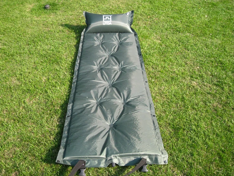 واحد قطعة الذاتي تضخيم مخيم حصيرة وسادة النوم مع الأشرطة و حقيبة التخزين