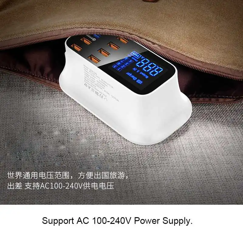

QC3.0 8 USB HUB Charger Adapter 8A Multiple USB Charger for Mobile Phone LED Desktop USB Charging Station Base EU US UK Plug
