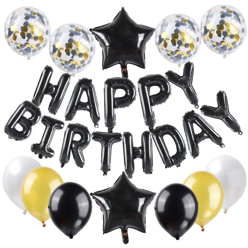 Новые продукты с днем рождения воздушный шар буквы фольгированные шары Детские Игрушки гелиевые партии аэростат Для с - Цвет: black set