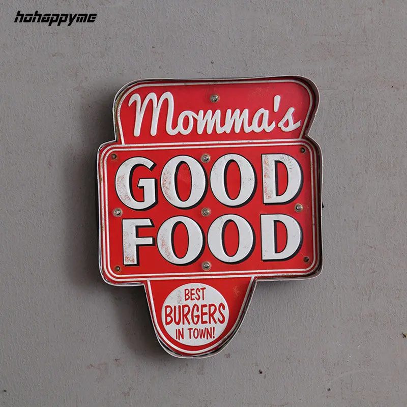 Винтажные светильник светодиодный световые знаки Momma's Good Food декоративная