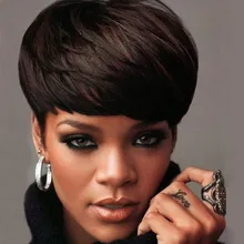 Fashion Black Women’s Wig Charming Short Mushroom Head Cut Wig Straight Hair Short Blonde Wig Natural Color Full Wigs WIG007 z63