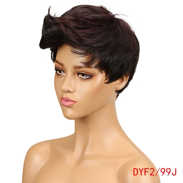 Rebecca разноцветные короткие волнистые волосы парик перуанский Remy человеческие волосы парики для черных женщин коричневый красный парик - Цвет волос: DYF2 99J