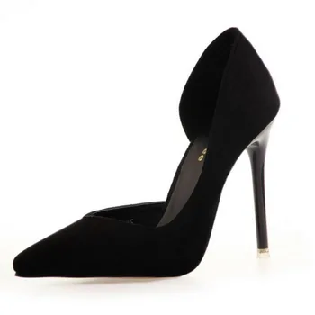 

Women Wedding Shoes Suede Pump High Heels OL Lady Office Shoes Pointy Chic Court Stiletto Candy Color Party Classic Shoes