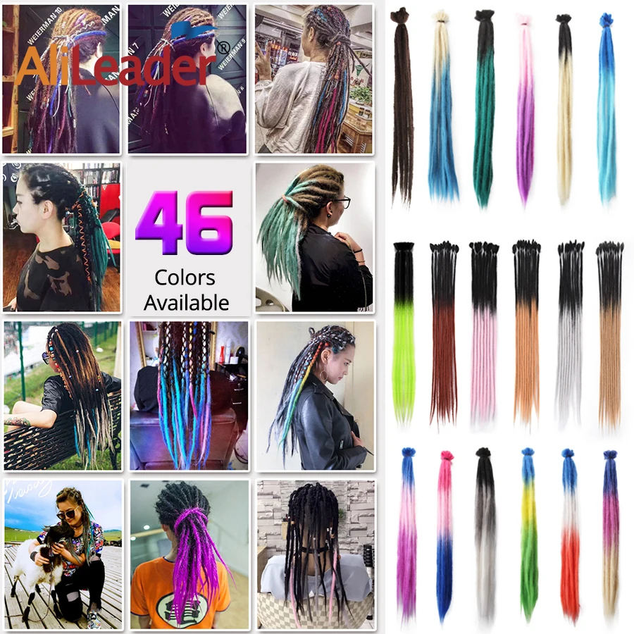Alileader 1 Strands Crochet Synthetic Handmade Dreadlocks Hair Extension 7G Pure 52 Colors Braiding Hair Synthetic Natural Hair