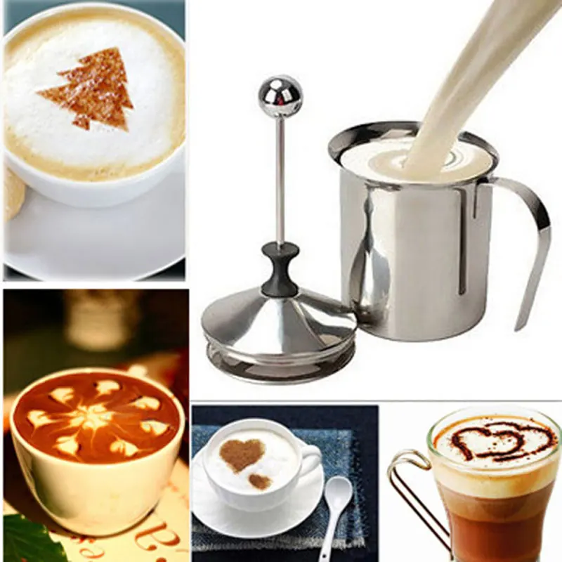  400ML Stainless Steel Double Mesh Milk Frother Foamer Milk Creamer Kitchen Tool  