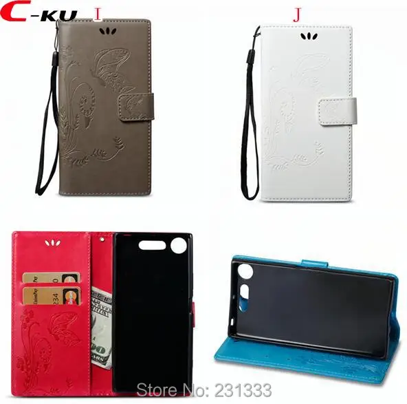 C-ku For Samsung Galaxy J7 PLUS Sony Xperia XZ1 XA1 Strap Flower Wallet Leather Pouch Stand Card Butterfly Skin 100PCS | Мобильные