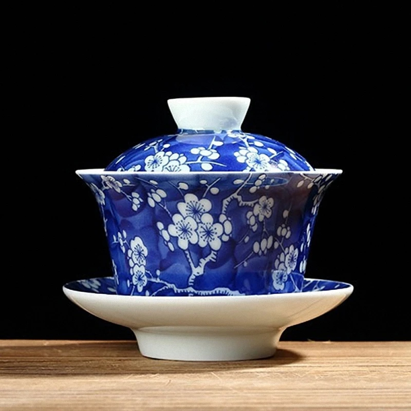 Blue And White Ceramic Gaiwan Vintage Kung Fu Tea Sets Chinese Tea