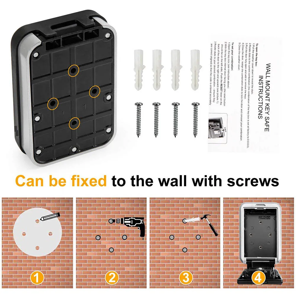 

Key Lock Box with Waterproof Case Wall Mount Metal Password Box for Home Business Realtors JFlyer