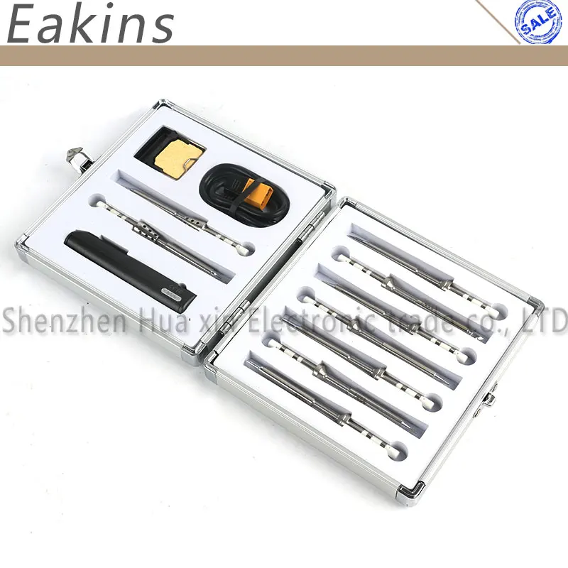 Comprar 12 En 1 todo en un Kit TS100 Mini programable soldador con 9 piezas puntas de hierro T soporte y Cable de aluminio paquete